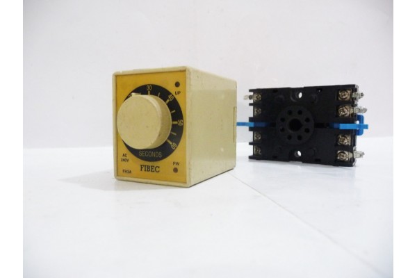 Timer with Base, FH3A, 0 ~ 60 Sec, 240 VAC, FIBEC Electronics